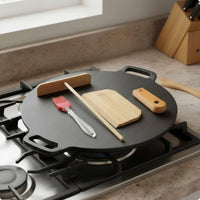 Cast Iron Pancake Griddle Thick Round Cast Iron Griddle Dark Metal Finish