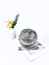Silver Sequin Handwoven Spherical Box Bag