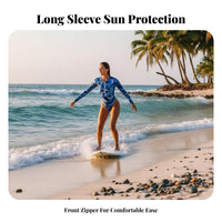 Zip Front Cut Cutcutout Single-Piece Quick-Dry Material Long Sleeve Zip Front Swimsuit women's Wave-Riding Ing Bathing Suit UPF