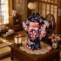30 Cm Doll Kimono Outfit Braided Waist Cord Toy Clothing Wooden Hanger