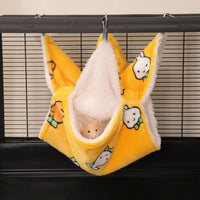 Double Layer Small Animal Hammocks for Cage, Padded Flannel Ferret Hammock, L Size 34x34cm Hanging Fleece Bed for Squirrel and Chinchilla Use