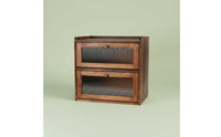 2-Tier Bread Box Solid Wood Double Layer Bread Bin Large Capacity