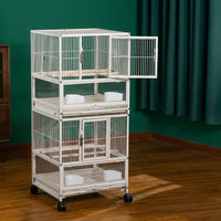 Parrot Cage with Rolling Stand, Large Bird Cage Villa for Indoor Use, Multi-Layer Pet Bird Cage with Storage Shelf and Wheels for Easy Movement