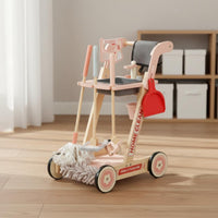 Educational Wooden Pretend Housekeeping Trolley Good Hygiene Habits Wooden Cleaning Trolley Toy Multifunction for Girls, Playroom, Home