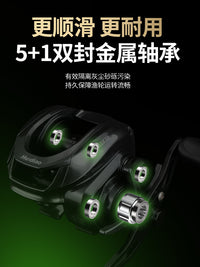 Huidiao Baitcasting Reel Combo with Two Rod Tips, Carbon Rod, Gun Handle, Casting Reel