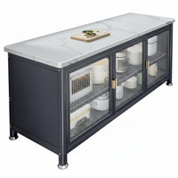 Sintered Stone Top Sideboard Large Capacity Kitchen Storage Cabinet Scratch Resistant Kitchen Buffet Cabinet for Homeowners, Pantry, Entryway, Hallway