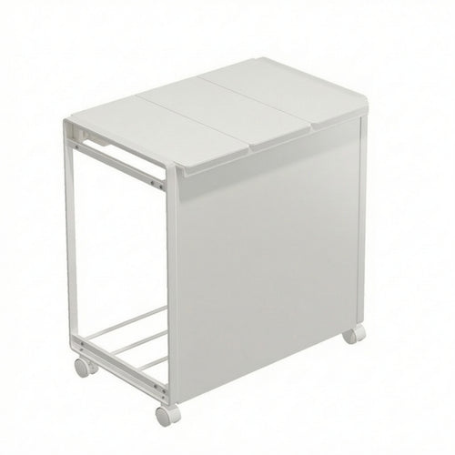 Trash Bag Holder Cart with Lid 3-Compartment Trash Bag Holder Cart Easy Access