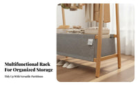 Multi-Functional Complimentary Standing Clothes Rack Space Saving Complimentary Standing Clothes Rack with Storage Easy to Assemble Clothing Storage Organizer Stable Structure for Renters, Students, Homeowners, Entryway, Apartment, Dorm Room, Hallway