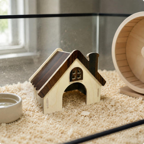 Wooden Hamster House Easy to Clean Hamster Elevated Shelter Ventilated Small Pet Enclosure for Cage