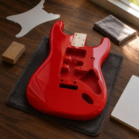 Polyester Finish S-styleStyle Body Contoured Heel Paulownia Wood Body Two-Point Tremolo Mount Music Instrument Parts Four-Bolt Neck Pocket
