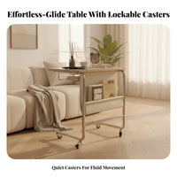 Rolling C-Shaped Table Mobile Design Wheeled C-Table with Magazine Holder