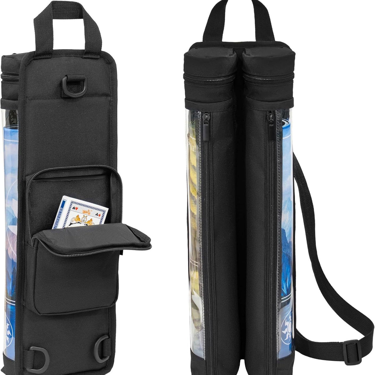 Transparent Game Mat Tube Storage Bag with Dice Holder Compatible with TCG/MTG Mats