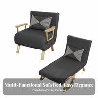 Single Fold-Extendable Armchair Foldable Design Pull-Extendable Single Futon Bed Multi-Functional Adjustable Backrest