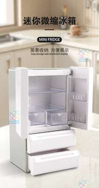 儿童益智过家家玩具厨房迷你微缩模型冰箱冰柜可发光DIY玩具配件