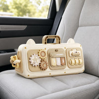 Fine Motor Skills Busy Bag Toy Travel-Friendly Busy Board with Gears Handheld Sensory Board with Handle Portable for Toddlers, Preschoolers, Kids