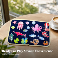 Sewn-on Ocean Felt Activity Board Matching Foldable Felt Play Board Interactive Learning for Children