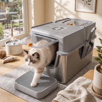 Enclosed Cat Waste Receptacle Extra-Large Cat Waste Receptacle High-Sided for Home, Apartments