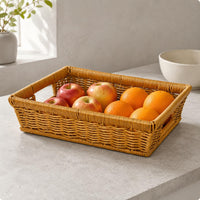 Shallow Woven Basket Tight Weave Rectangular Storage Basket Material Home Organization