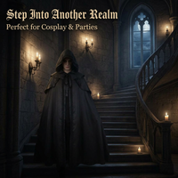 Fancy Dress Hooded Cape, Gothic Hooded Cloak Polyester, Halloween Party Hooded C #variant:S