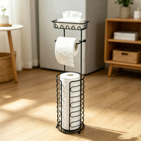 Toilet Tissue Holder with Storage Free Standing for Apartment, Guest Room