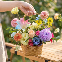 Hand-Woven Wood Chip Basket, Rustic Flower Girl Trug with Bow Detail, Lightweight Storage Hamper for Easter Egg Hunts, Weddings, Garden Parties & Home Decor