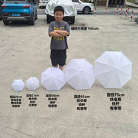 Lolita Umbrella Blank, Pure White, Long Handle, Pongee Fabric, DIY Craft Umbrella