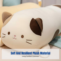 Cat Plush Long Pillow, Stuffed Doll Pillow, Soft Bedside Leg Pillow for Girls, Boys, Side Sleeper, Bedroom Decor