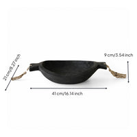Wooden Fruit Tray with Handles Carbonized Tabletop Stand Sculpted for Home Decor
