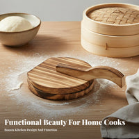 Wooden Dumpling Wrapper Press Solid Wood Dumpling Wrapper Press Easy to Use Wooden Pastry Presser for Home Cooks, Cooking Enthusiasts