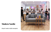 Nordic Aesthetic Modern Restaurant Booth Set Sintered Stone Tabletop Marble Top Table and Chair Set Stylish Design Velvet Reception Seating Stable Construction for Cafe Owners, Interior Designers, Bar, Lounge Area, Hotel Lobby
