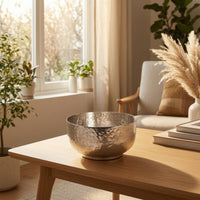 Vase with Hammered Finish Shiny Decorative Bowl with Hammered Texture Textured Vessel for Home Decor, Living Room, Dining Table