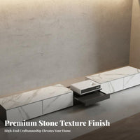 Intelligent Television Console Large Capacity Storage Sintered Stone Top TV Stand Waterproof Surface Retractable Display Cabinet