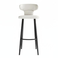 Upholstered Stool with Backrest Comfortable Bar Chair Easy Assembly for Lounge