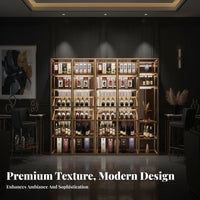 Glass Door Showcase Light Elegant Design Glass Display Cabinet with Lights LED Lighting Collectible Display Case for Hobbyists, Home Bar, Study