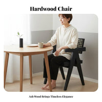 Upholstered Armchair with Cane Flanks Artisanal Rattan Mesh V-Leg Woven Armchair Sturdy Wood Construction Natural Design