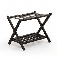 Bamboo Luggage Rack with Shelf Space-Saving Furniture Heavy-Duty for Guests
