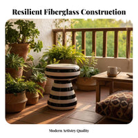 Toadstool-Inspired-Shaped Stool Striped Design Home Decor Low Maintenance