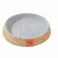 Cat Bed with Raised boarder Cat Basket Bed Scratch-Resistant Woven Basket for Floor
