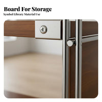 Modernist Design Sideboard Versatile Use Vinyl Record Storage Cabinet Solid Steel Frame Living Room Side Cabinet for Entryway