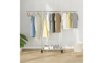 Freestanding Rolling Clothes Rack with Shelf Lockable Clothes Rack with Wheels Space-Saving Storage Furniture Portable for Balcony