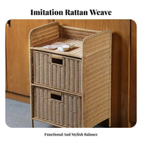 Faux Rattan Weave Storage cabinet Multitier Woven& look Storage multi-tier for Renters