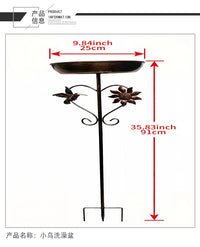Vintage Dual-Purpose Bird Bath and Feeder with Metal Craft