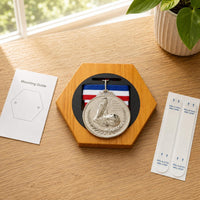 Hexagonal Medal Display Rack Layered Construction Wall Decor Polished Grain