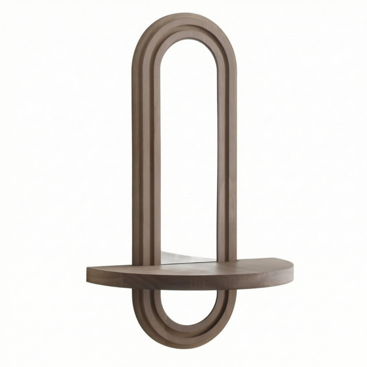 Arched Wall Mirror with Shelf Compact Framed Arched Mirror Space-Saving for Bedroom
