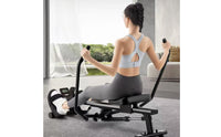 Adjustable Resistance Hydraulic Rowing Machine Compact Hydraulic Rower Low-Impact Rowing Machine with Foot Pedals Space-Saving for Adults, Seniors, Home Gym, Apartment