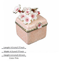 Cherry Blossom Jewelry Box Small Metal Jewelry Box Enamel Finish