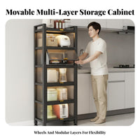 Floor Standing Microwave Stand Large Capacity Multi-Layer Kitchen Cabinet Steel Frame Kitchen Storage Cabinet for Null