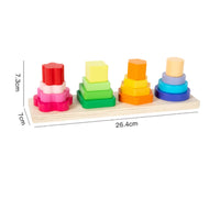 Early Learning Four-Column Stacking Game Hand-Eye Coordination Geometric Stacking Blocks Logical Thinking Color Shape Sorting Toy Develops Fine Movement Skills for Toddlers, Preschoolers