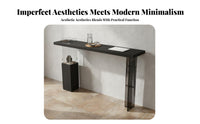 Suspended Table Rustic Minimalism Solid Wood High Top Table Minimalist Design Narrow Wall Desk for Homeowners, Renters, Living Room, Hallway
