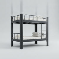 Metal Bunk Bed Space-Saving Bunk Bed with Guardrails Heavy-Duty Furniture for Kids, Students, Shared Bedroom, Dorm Room, Accommodation for Students